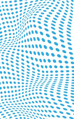 Noktalı dalga arkaplanı. Derin mavi gradyan üzerinde soyut mavi yarım ton dalgalı nokta deseni. Dijital tasarımlar, pankartlar ve duvar kağıtları için.