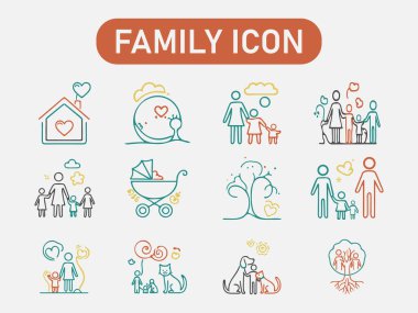 Ailenin vektör çizgisi simgelerini ayarla