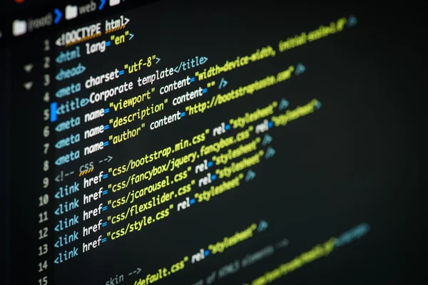 HTML und CSS Code Entwicklung Screenshot. — Stockfoto