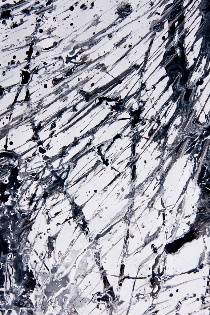 Abstract expressionism pattern. Style of drip painting. Black and white paint.
