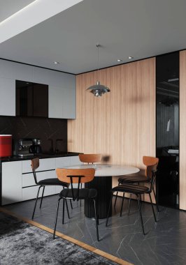 3d Parlak ve Modern Açık Planlı Oturma Odası İçi