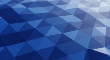 Mavi üçgen şekilli yapay zeka ürünü geometrik desen modern ve dinamik bir arkaplan oluşturuyor..