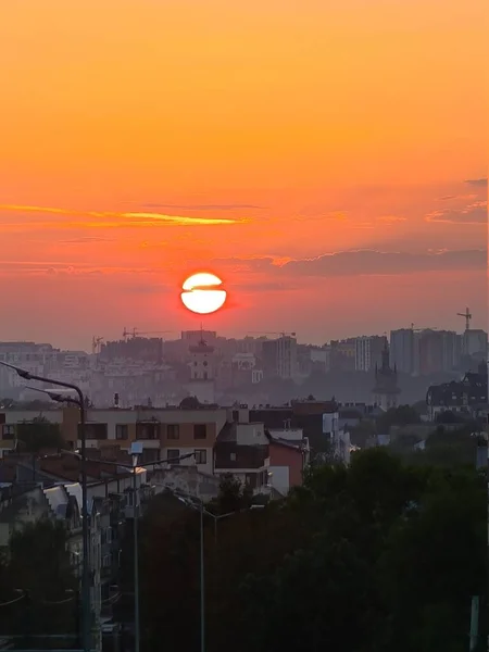 Mooie Kleurrijke Stedelijke Zonsondergang — Stockfoto