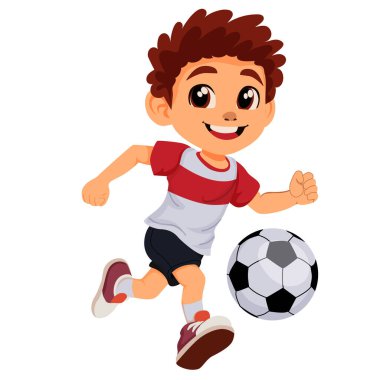 Kızıl saçlı çocuk futbol topu oynuyor.