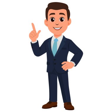 Takım elbiseli bir iş adamı elini kaldırıyor.