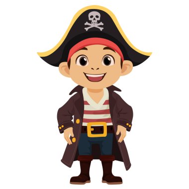 Mutlu karikatür korsan çocuk düz simge