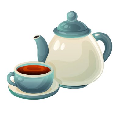 çay saati seramik bardak ve çaydanlık