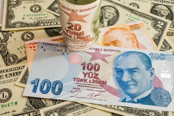 Банкноты Долларах Сша Турции — стоковое фото