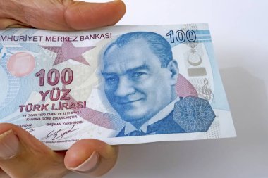 100 lira Türk banknotunu kapat.