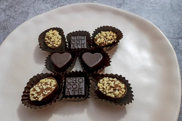 Listo Para Comer Chocolates Especiales Plato — Foto de Stock