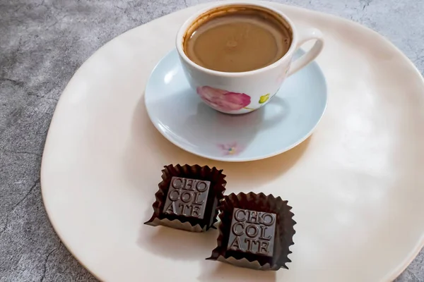 Cioccolatini Speciali Pronti Mangiare Con Caffè Turco — Foto Stock