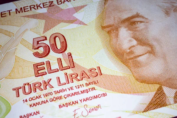 Nahaufnahme Türkischer Lira Banknoten Auf Hintergrund — Stockfoto