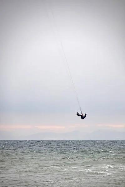 Yesilkoy Istanbul Dinde Février 2021 Sportif Faisant Kitesurf Dans Mer — Photo