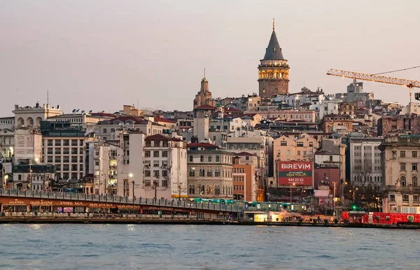 Istanbul Turkey March 2021 Istanbul Touristic Icon Historical Galata Tower — Fotografia de Stock