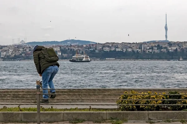 Istanbul Turkey March 2021 Bosphorus Marmara Sea View Winter Cloudy — Stock Photo, Image