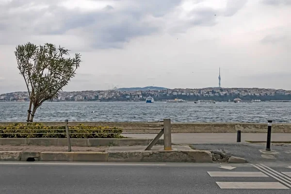 Istanbul Krůtí Pochod12021 Bosphorus Marmara Výhled Moře Zimě Zataženo Počasí — Stock fotografie