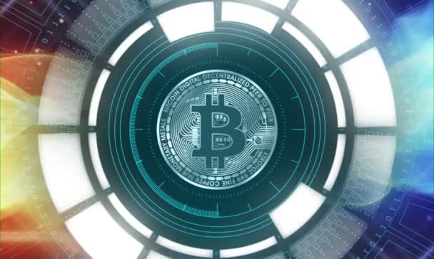 Cryptogeld Mijnbouw Bitcoin Munt — Stockvideo