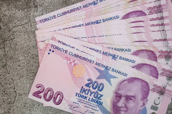 200 Tureckých Lir Bankovek Pro Finanční Ekonomické Ukazatele — Stock fotografie