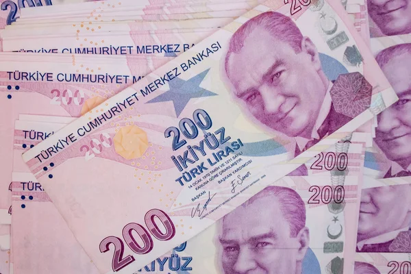 200 Török Líra Bankjegy Pénzügyi Gazdasági Mutatókhoz — Stock Fotó