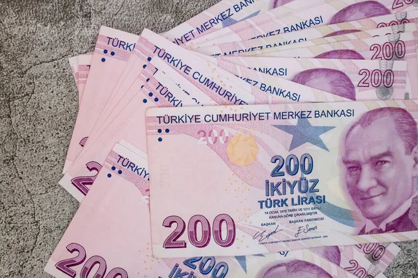 200 Türkische Lira Banknoten Für Finanz Und Wirtschaftsindikatoren — Stockfoto