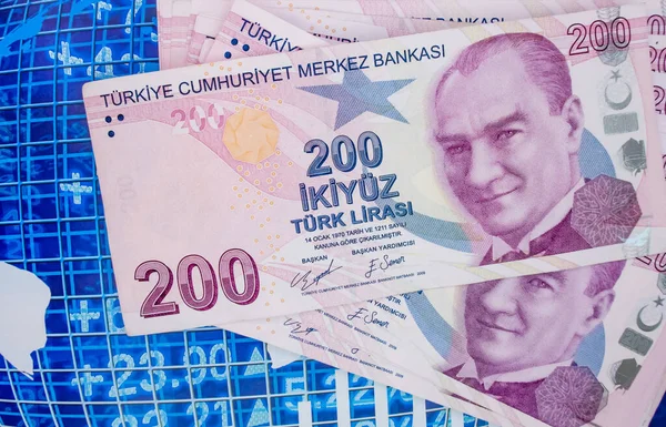 200 Türkische Lira Banknoten Für Finanz Und Wirtschaftsindikatoren — Stockfoto