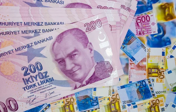 stock image 200 turkish lira banknotes for financial and economic indicators 