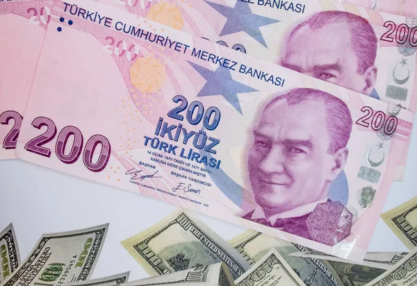 200 Turkse Lire Bankbiljetten Voor Financiële Economische Indicatoren — Stockfoto