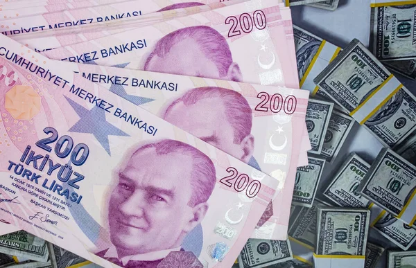 200 Türkische Lira Banknoten Für Finanz Und Wirtschaftsindikatoren — Stockfoto