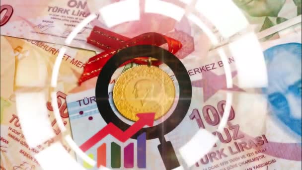 Istanbul Dinde Mai 2021 Fermer Monnaie Turque Avec Billets Lire — Video