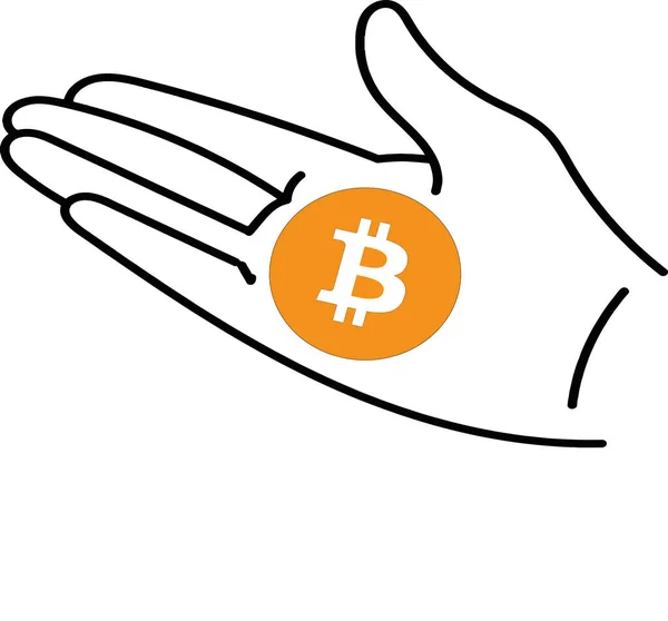 Mano Sosteniendo Signo Bitcoin — Vector de stock