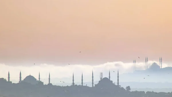 Istanbul Kalkoen Mei 2021 Het Silhouet Van Istanbul Moskeeën Van — Stockfoto