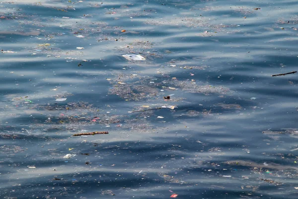 Lixo Superfície Mar Poluição Marinha Ambiental — Fotografia de Stock