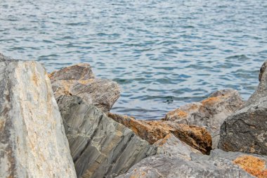 Sahildeki kayalıklar ve deniz manzarası doğada