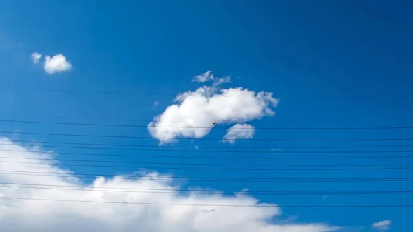 Electric Power Transmission Lines Blue Sky — Stock Photo, Image
