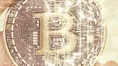 Kripto para madenciliği. Elindeki madeni para. 