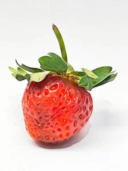 Nahaufnahme Erdbeere Isoliert Auf Weißem Hintergrund — Stockfoto
