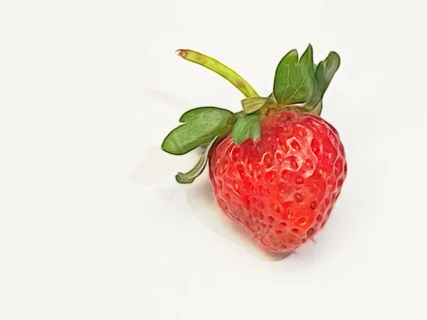 Gros Plan Fraise Isolée Sur Fond Blanc — Photo