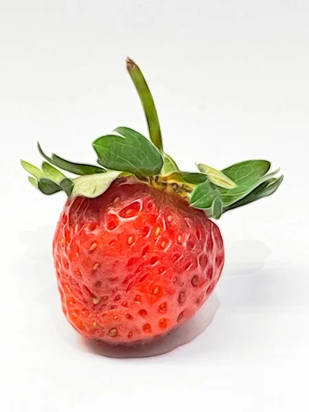 Gros Plan Fraise Isolée Sur Fond Blanc — Image vectorielle