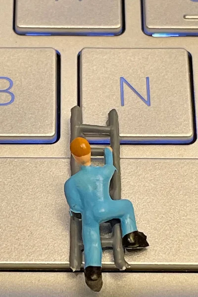 Computer World Miniature Working People — 图库照片