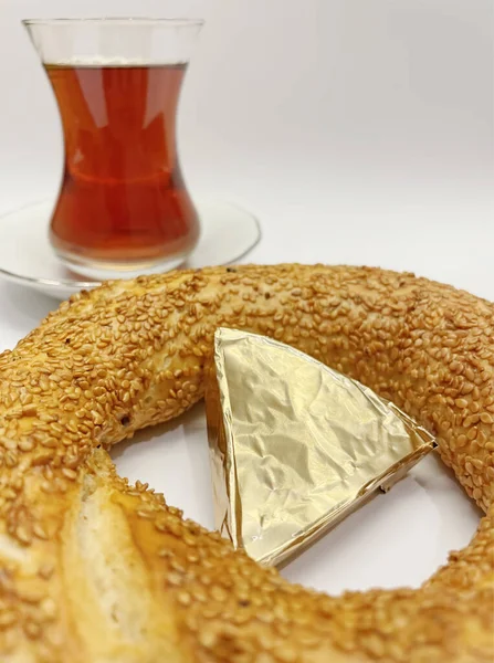 Közeli Hagyományos Török Bagel Simit Szezámmaggal — Stock Fotó