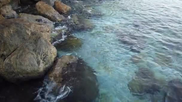 Heldere Blauwe Wateren Van Egeïsche Zee Voor Toeristen Die Houden — Stockvideo