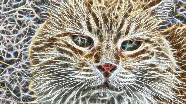 Art Fractal Gros Plan Portrait Chat Dans Nature — Photo