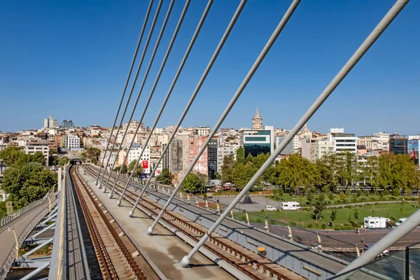 Халич Истанбул Турция Августа 2021 Года Мост Золотой Рог Вид — стоковое фото