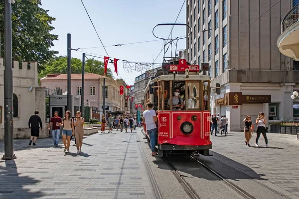 Istanbul Kalkoen Augustus 2021 Street Uitzicht Vanaf Istiklal Street Met — Stockfoto