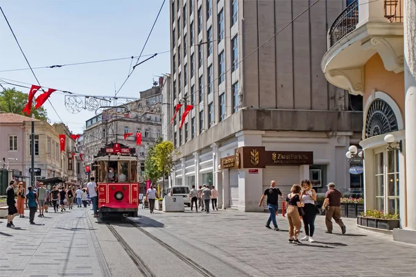 Istanbul Kalkoen Augustus 2021 Street Uitzicht Vanaf Istiklal Street Met — Stockfoto