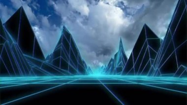 Bulutlar, fırtınalı gökyüzü ve dağlar ve yollar