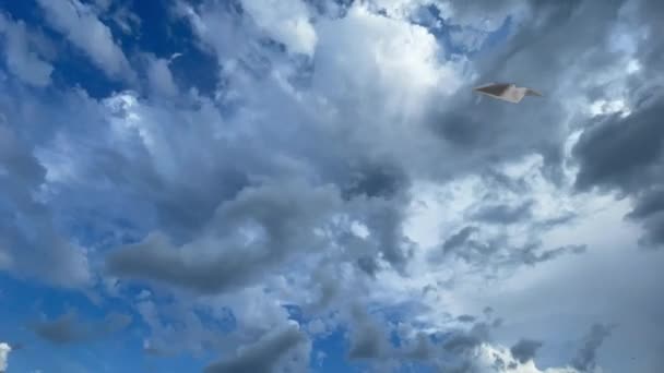 Chmury Burzliwe Niebo Papierowa Płaszczyzna — Wideo stockowe