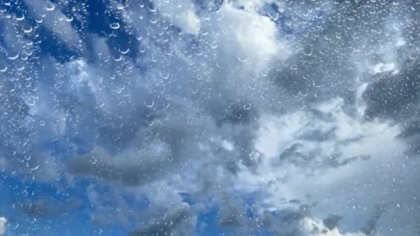 Ciel Bleu Nuages Pluie Abondante Pour Fond — Video