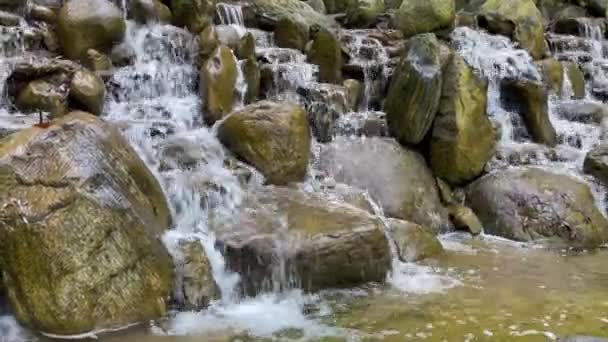 Waterval Stromend Water Rotsen Natuur — Stockvideo