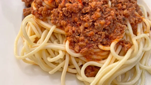 Delicioso Listo Para Comer Pasta Espaguetis Con Salsa Plato — Foto de Stock